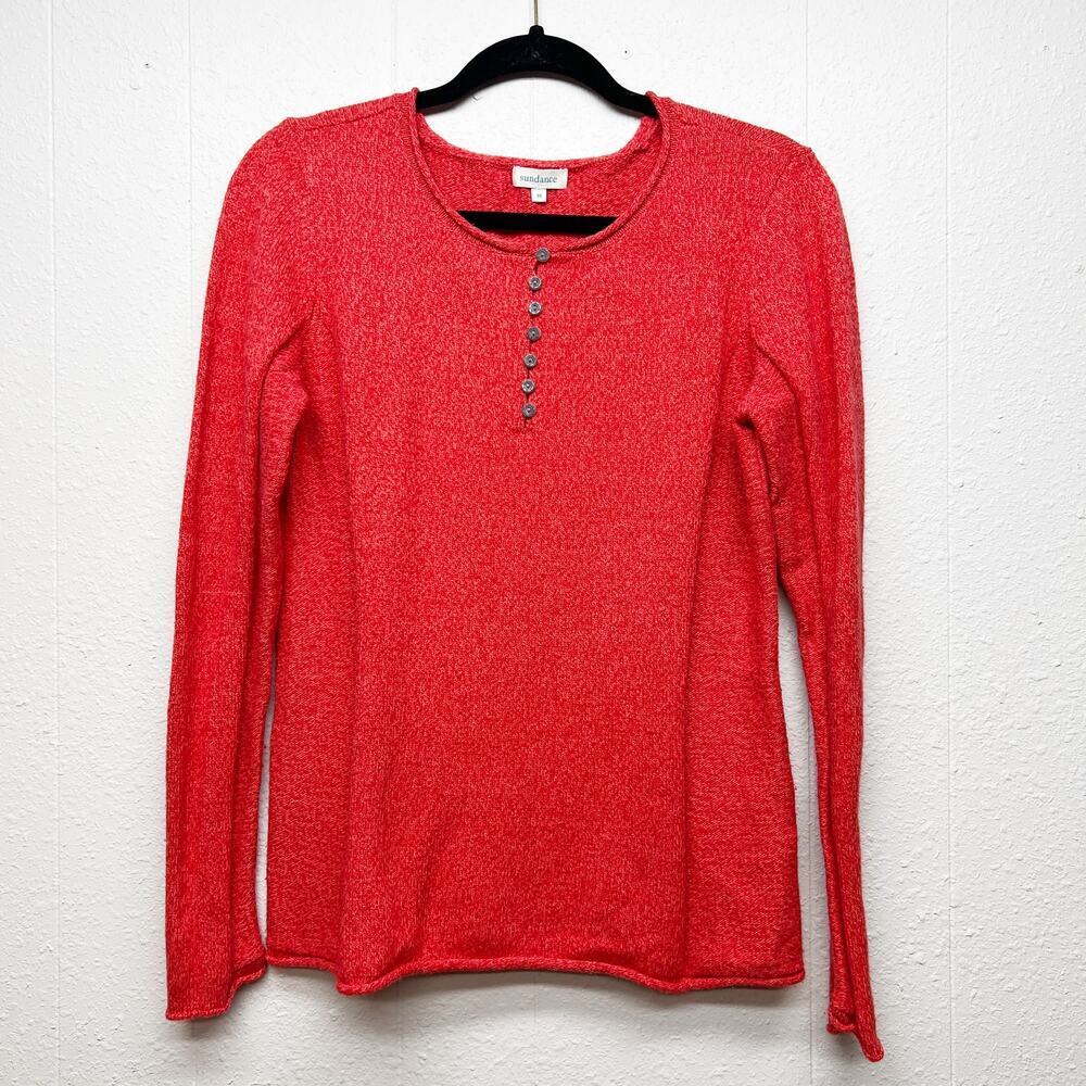 Sundance Knit Sweater Womens M Stretch Cotton Silk Tomato Girl Preppy Christmas